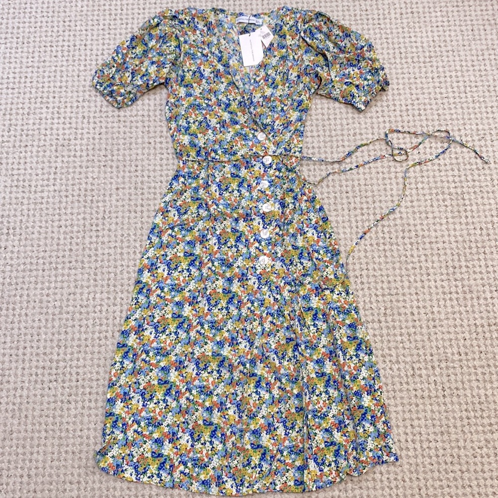 NWT Faithfull the Brand Marta Midi Dress Monette Floral XS 2 US